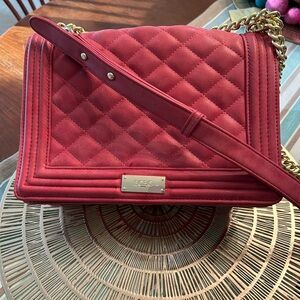 BCBG Quilted Dusty Rose Shoulder Bag